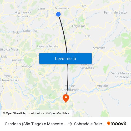 Candoso (São Tiago) e Mascotelos to Sobrado e Bairros map