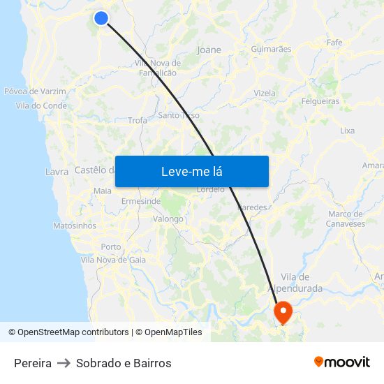 Pereira to Sobrado e Bairros map