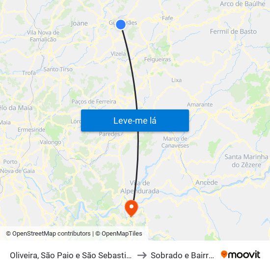 Oliveira, São Paio e São Sebastião to Sobrado e Bairros map