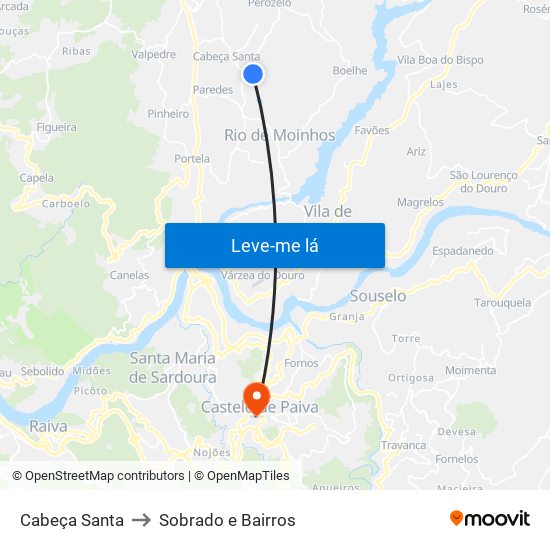 Cabeça Santa to Sobrado e Bairros map