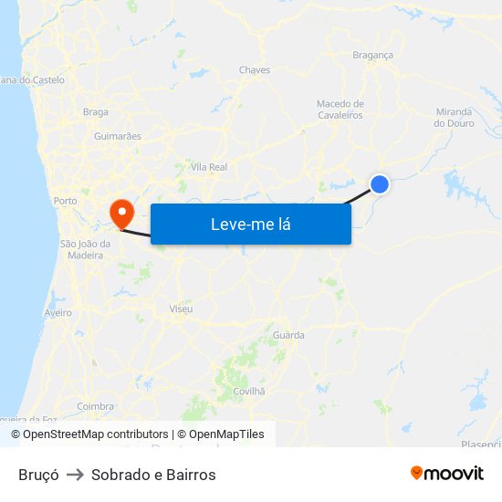 Bruçó to Sobrado e Bairros map