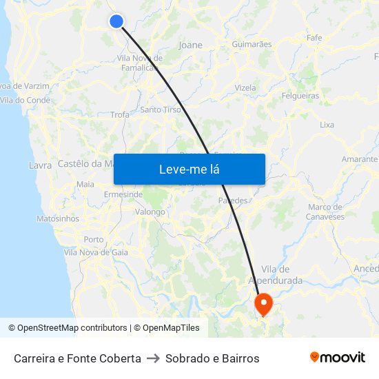 Carreira e Fonte Coberta to Sobrado e Bairros map