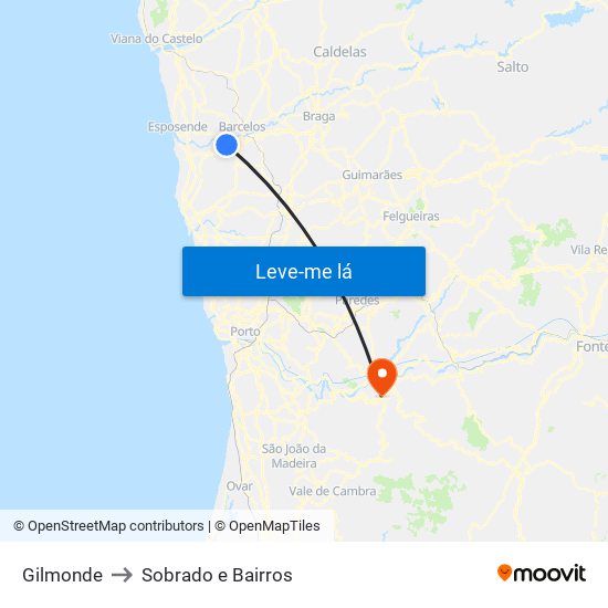 Gilmonde to Sobrado e Bairros map