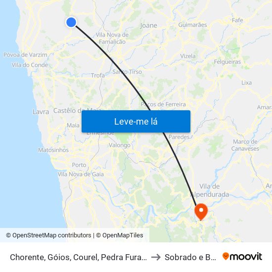 Chorente, Góios, Courel, Pedra Furada e Gueral to Sobrado e Bairros map