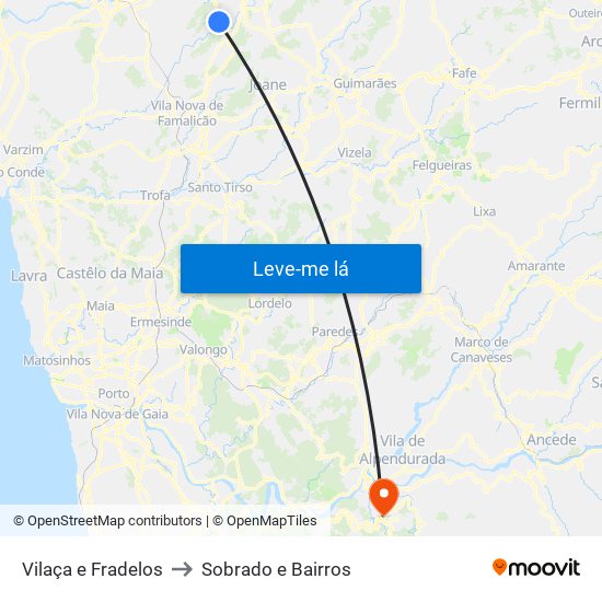 Vilaça e Fradelos to Sobrado e Bairros map