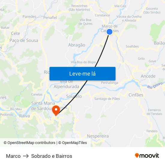 Marco to Sobrado e Bairros map