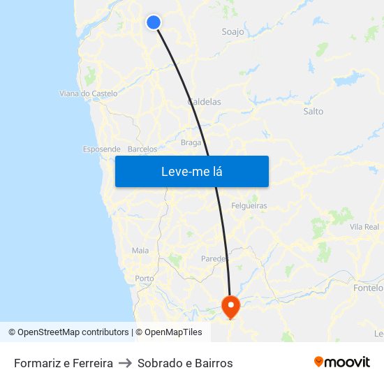 Formariz e Ferreira to Sobrado e Bairros map