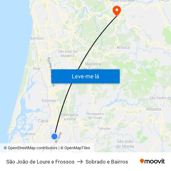 São João de Loure e Frossos to Sobrado e Bairros map