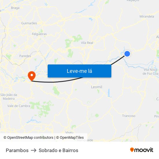 Parambos to Sobrado e Bairros map