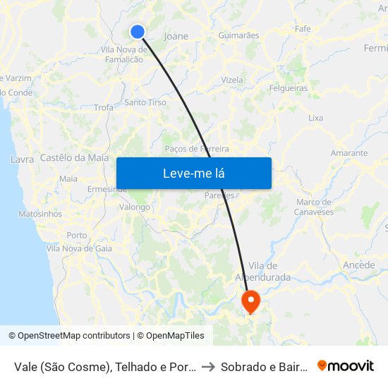 Vale (São Cosme), Telhado e Portela to Sobrado e Bairros map