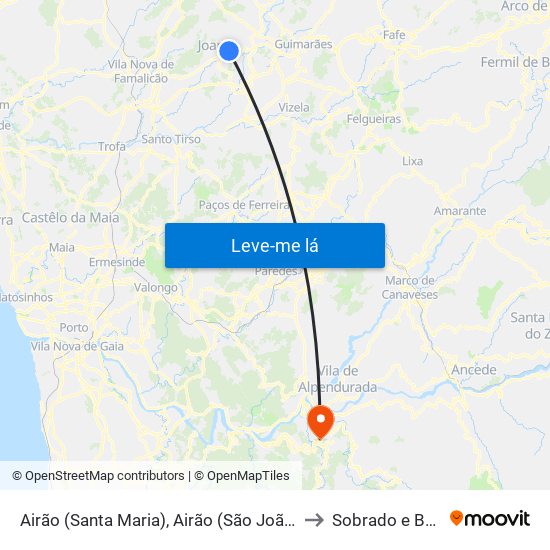 Airão (Santa Maria), Airão (São João) e Vermil to Sobrado e Bairros map