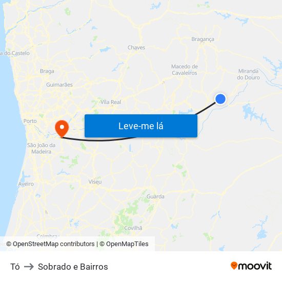 Tó to Sobrado e Bairros map