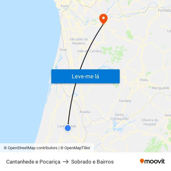 Cantanhede e Pocariça to Sobrado e Bairros map