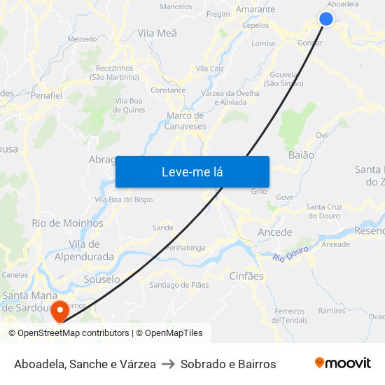 Aboadela, Sanche e Várzea to Sobrado e Bairros map