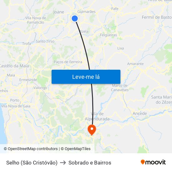 Selho (São Cristóvão) to Sobrado e Bairros map