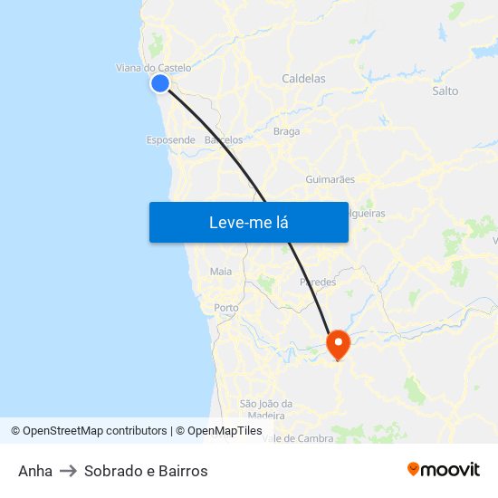 Anha to Sobrado e Bairros map