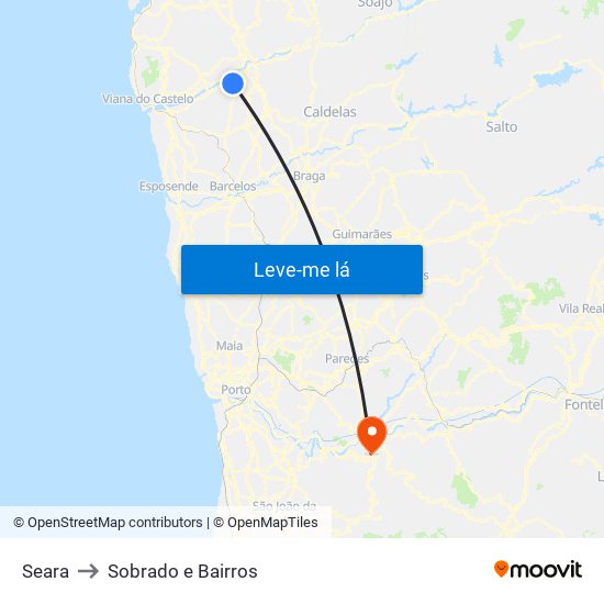 Seara to Sobrado e Bairros map