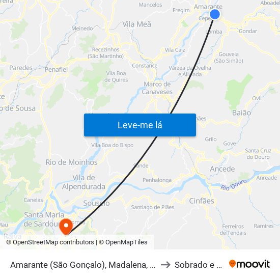 Amarante (São Gonçalo), Madalena, Cepelos e Gatão to Sobrado e Bairros map