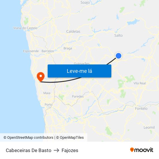Cabeceiras De Basto to Fajozes map