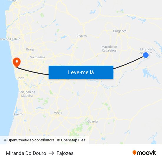 Miranda Do Douro to Fajozes map