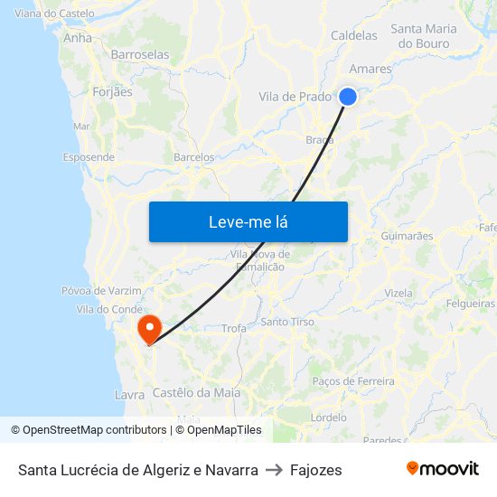 Santa Lucrécia de Algeriz e Navarra to Fajozes map