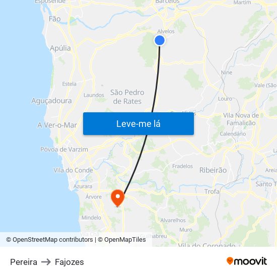 Pereira to Fajozes map