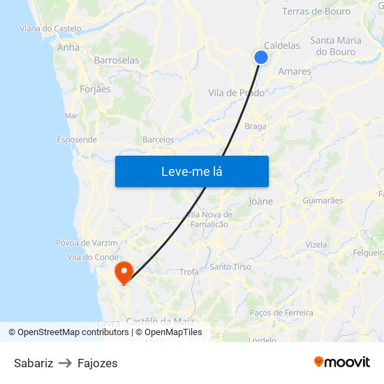 Sabariz to Fajozes map