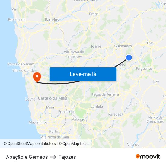 Abação e Gémeos to Fajozes map