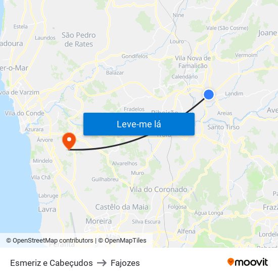 Esmeriz e Cabeçudos to Fajozes map