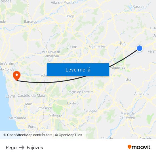 Rego to Fajozes map