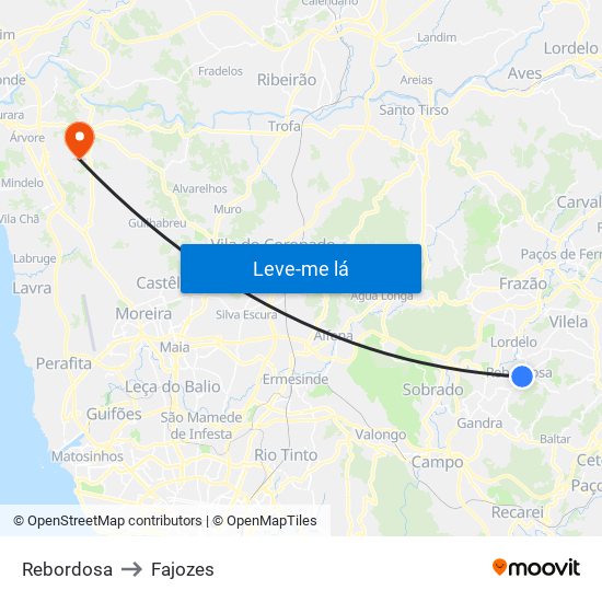 Rebordosa to Fajozes map