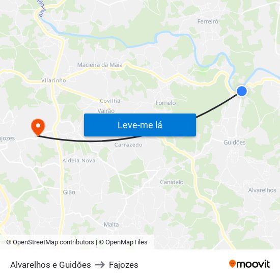 Alvarelhos e Guidões to Fajozes map