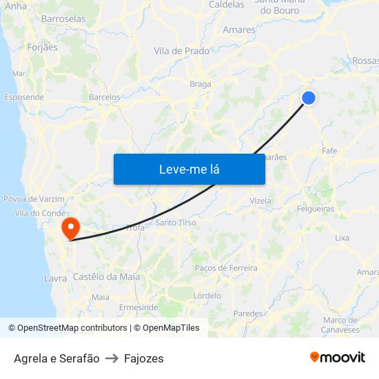 Agrela e Serafão to Fajozes map