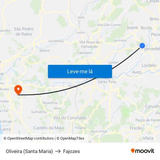 Oliveira (Santa Maria) to Fajozes map
