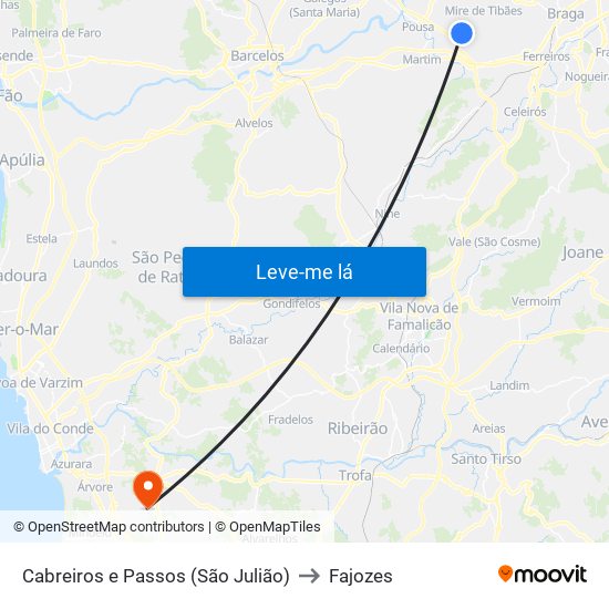 Cabreiros e Passos (São Julião) to Fajozes map