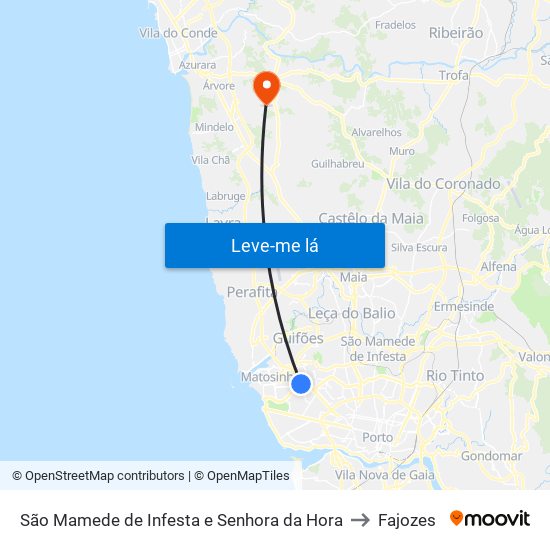 São Mamede de Infesta e Senhora da Hora to Fajozes map