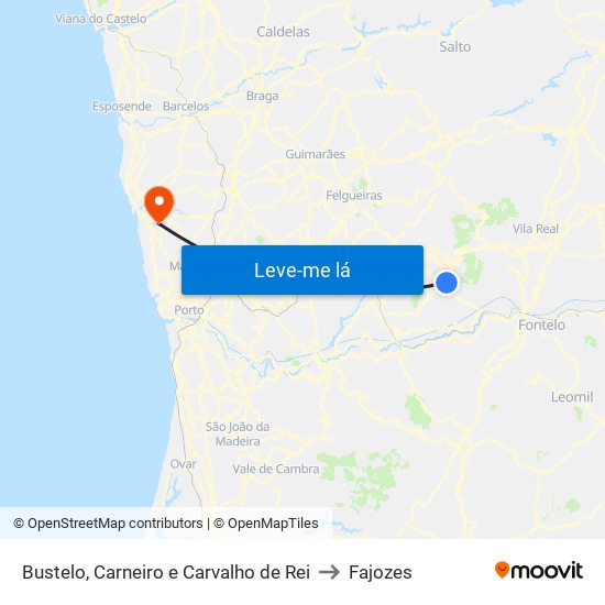 Bustelo, Carneiro e Carvalho de Rei to Fajozes map