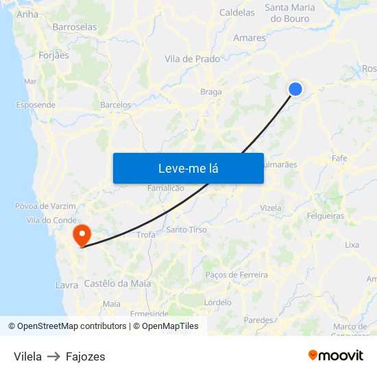 Vilela to Fajozes map