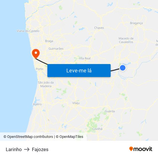 Larinho to Fajozes map
