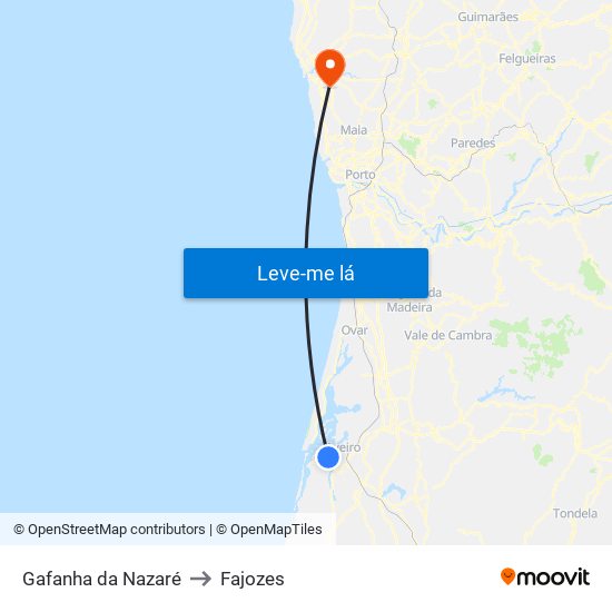 Gafanha da Nazaré to Fajozes map