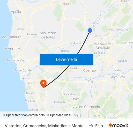 Viatodos, Grimancelos, Minhotães e Monte de Fralães to Fajozes map