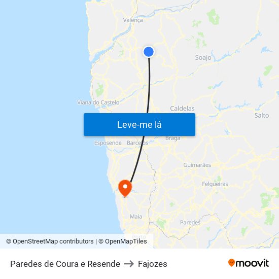 Paredes de Coura e Resende to Fajozes map