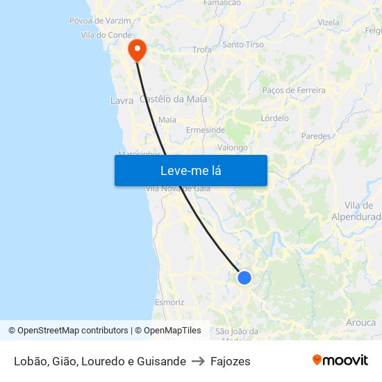 Lobão, Gião, Louredo e Guisande to Fajozes map