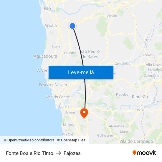 Fonte Boa e Rio Tinto to Fajozes map