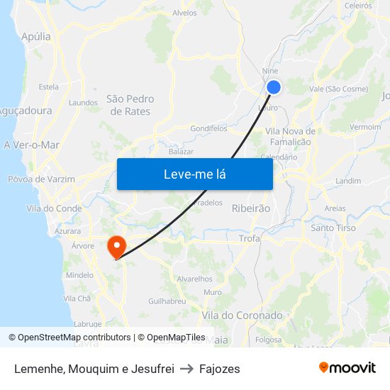 Lemenhe, Mouquim e Jesufrei to Fajozes map