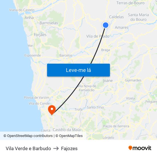 Vila Verde e Barbudo to Fajozes map