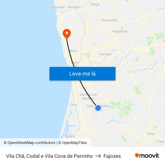 Vila Chã, Codal e Vila Cova de Perrinho to Fajozes map