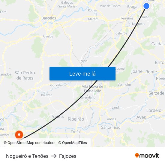 Nogueiró e Tenões to Fajozes map