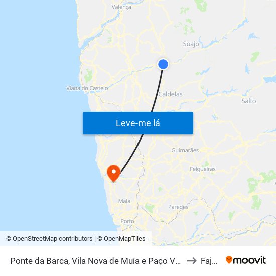 Ponte da Barca, Vila Nova de Muía e Paço Vedro de Magalhães to Fajozes map