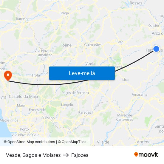 Veade, Gagos e Molares to Fajozes map